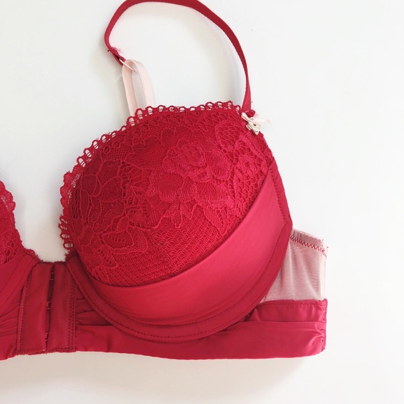 Guess | red lace mesh push-up double clasp bra - Picture 8 of 8